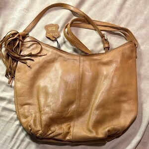 Margot Tan Buttery Soft Leather Crossbody Bag with Tassel